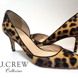 J Crew Collection Valentina d'Orsay pumps in leopard calf hair size 9